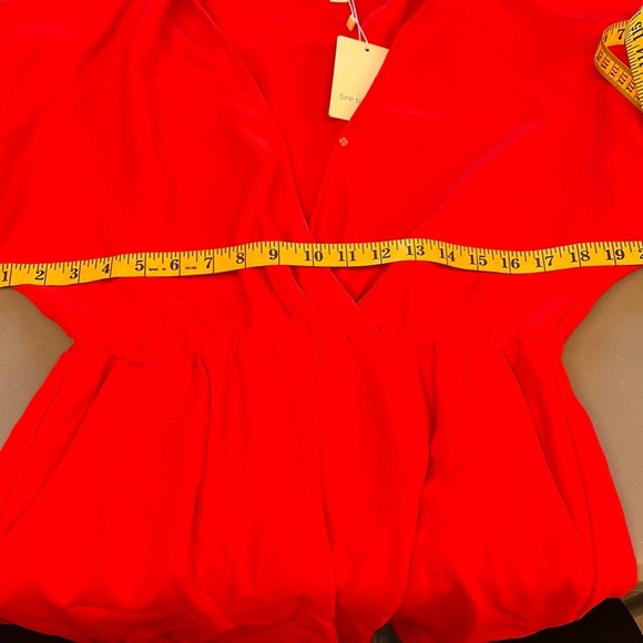 Red‎ Playsuit Romper Shortset by See U Soon V-Neck Dolman Sleeve Size S - Picture 9 of 15